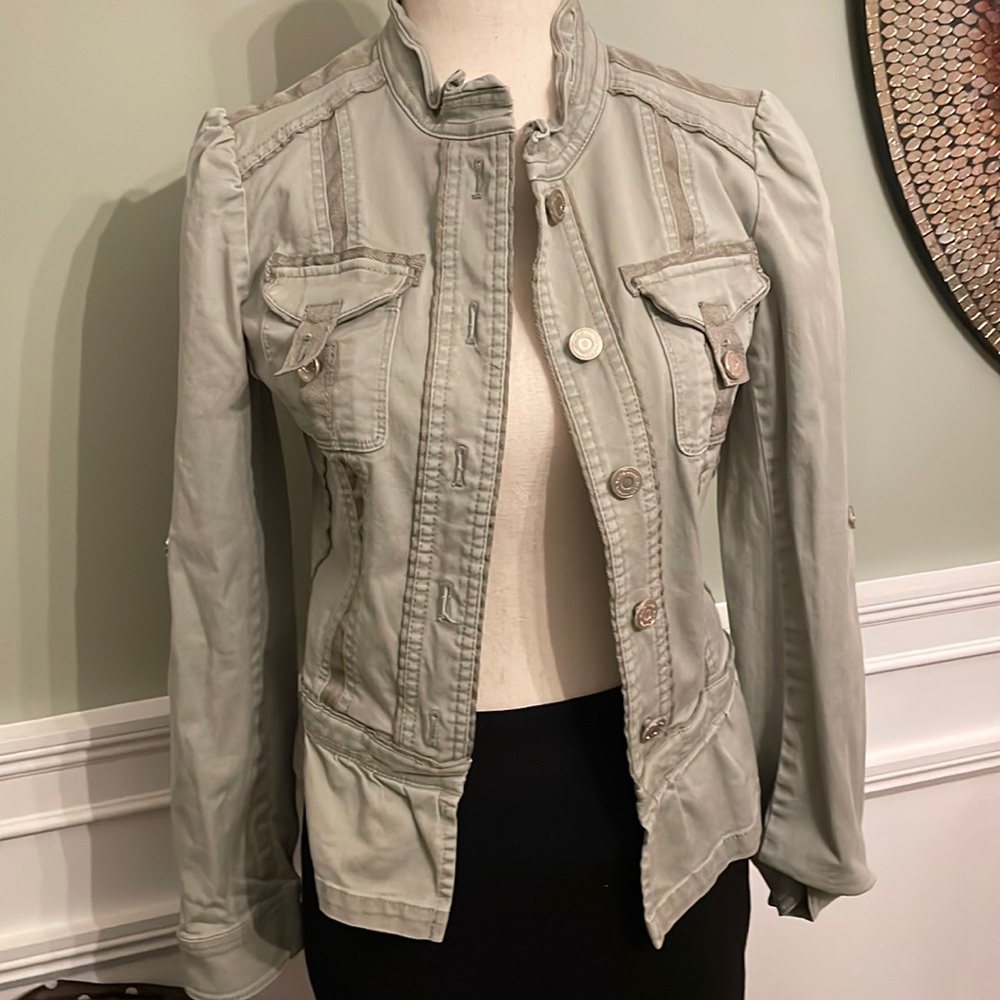 Whbm army green cotton blazer